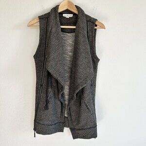 Neon Buddha Vest Gray Idyllic Knit Sweater Open Front Lagenlook Moto